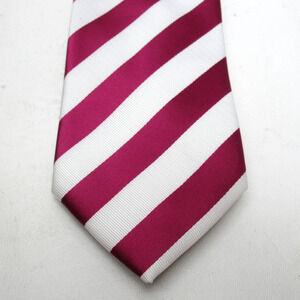 Puccini Neck Tie Mens 58 in Microfiber Raspberry White Diagonal Stripe Classic 2